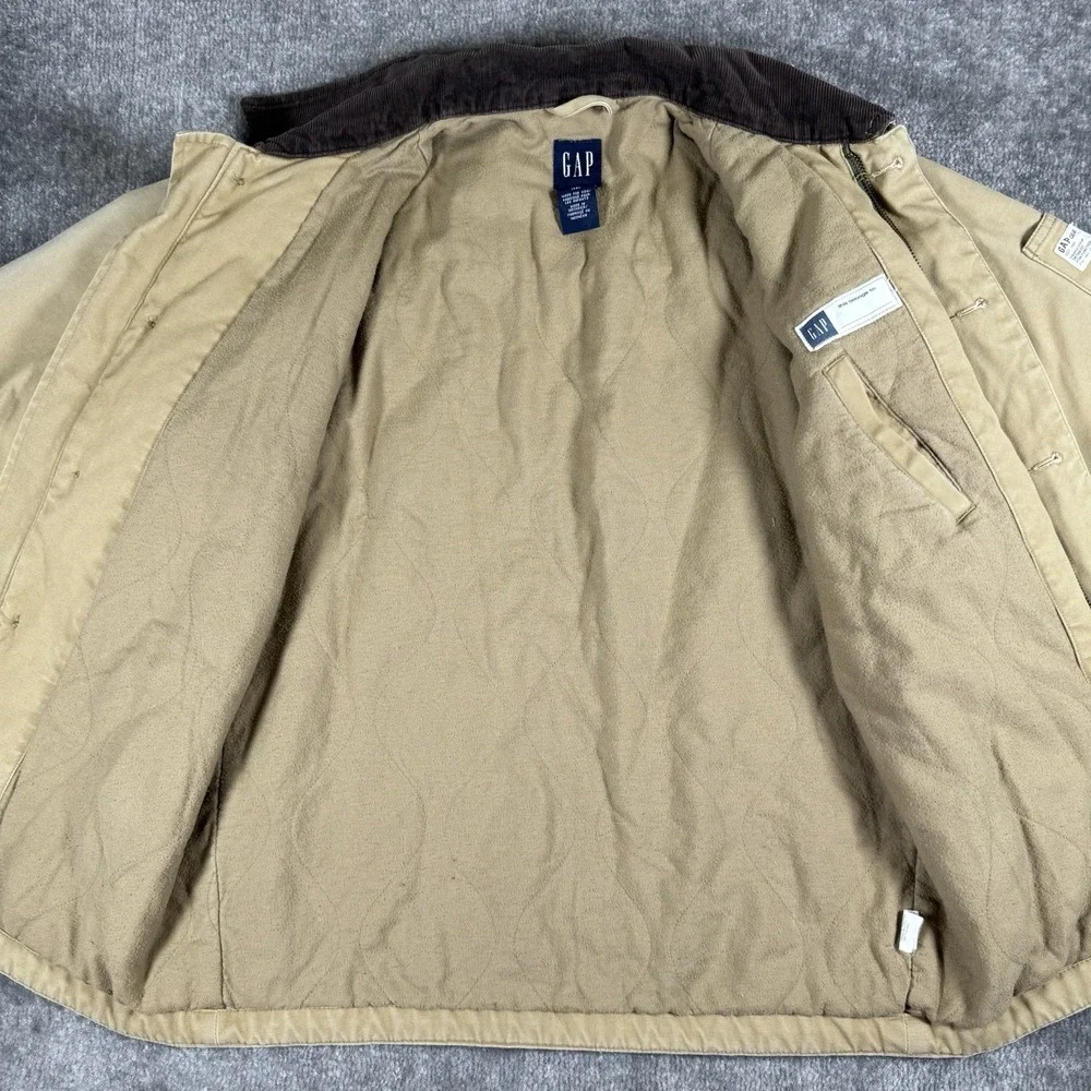 Vintage Gap Chore Coat Kids XL (12) Brown Canvas Barn Outdoor Button Zip Up